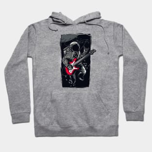 Astronaut with a guitar in space, dark graphic Hoodie